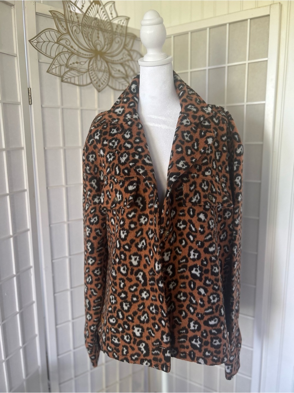 Simply Southern Leopard Teddy Jacket in Brown and Black
